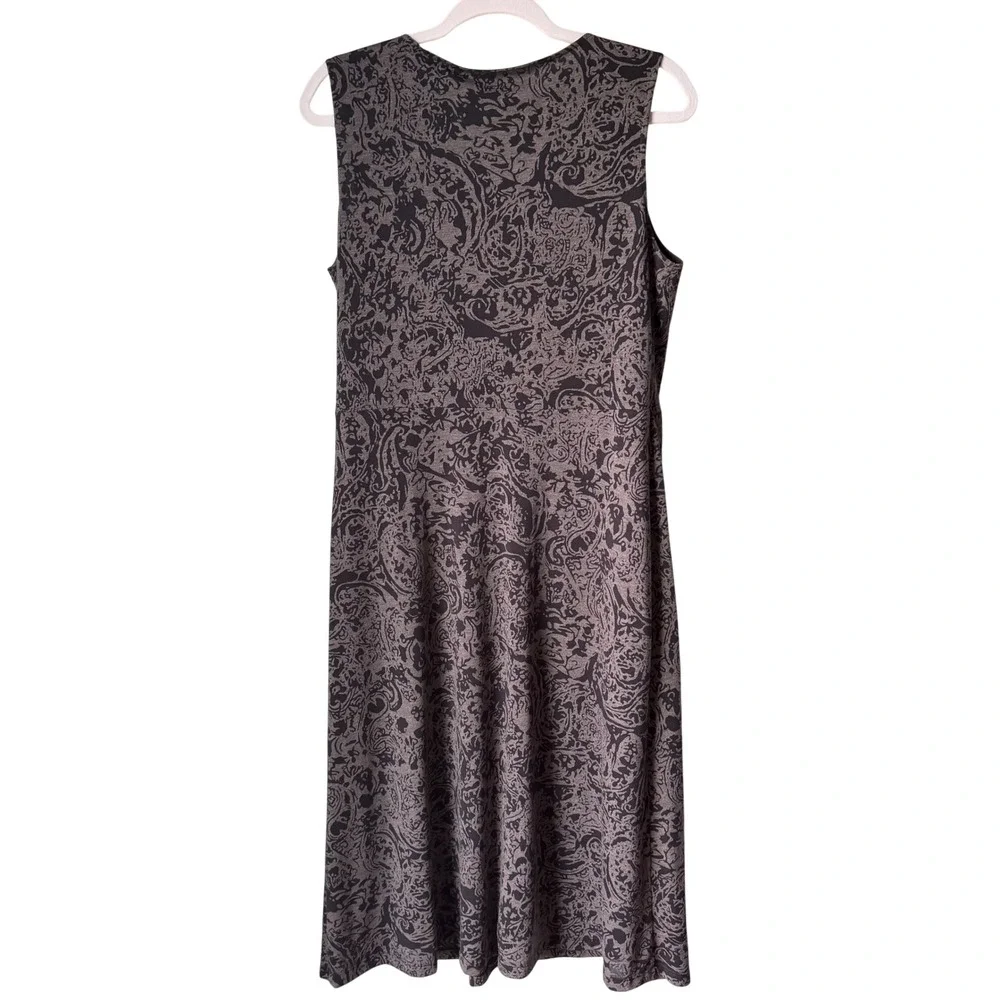 The Territory Ahead Sleeveless Surplice Gray Batik Print Boho Dress Size‎ 12